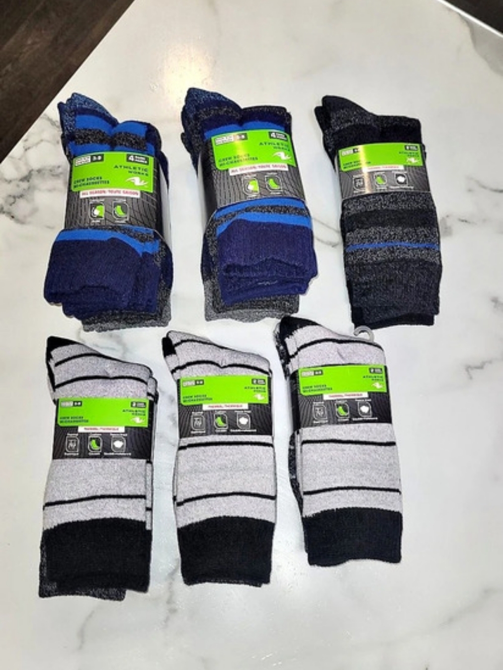 Athletic Works 16 Pair Socks Bundle Crew Athletic Thermal NWT Size 3-9